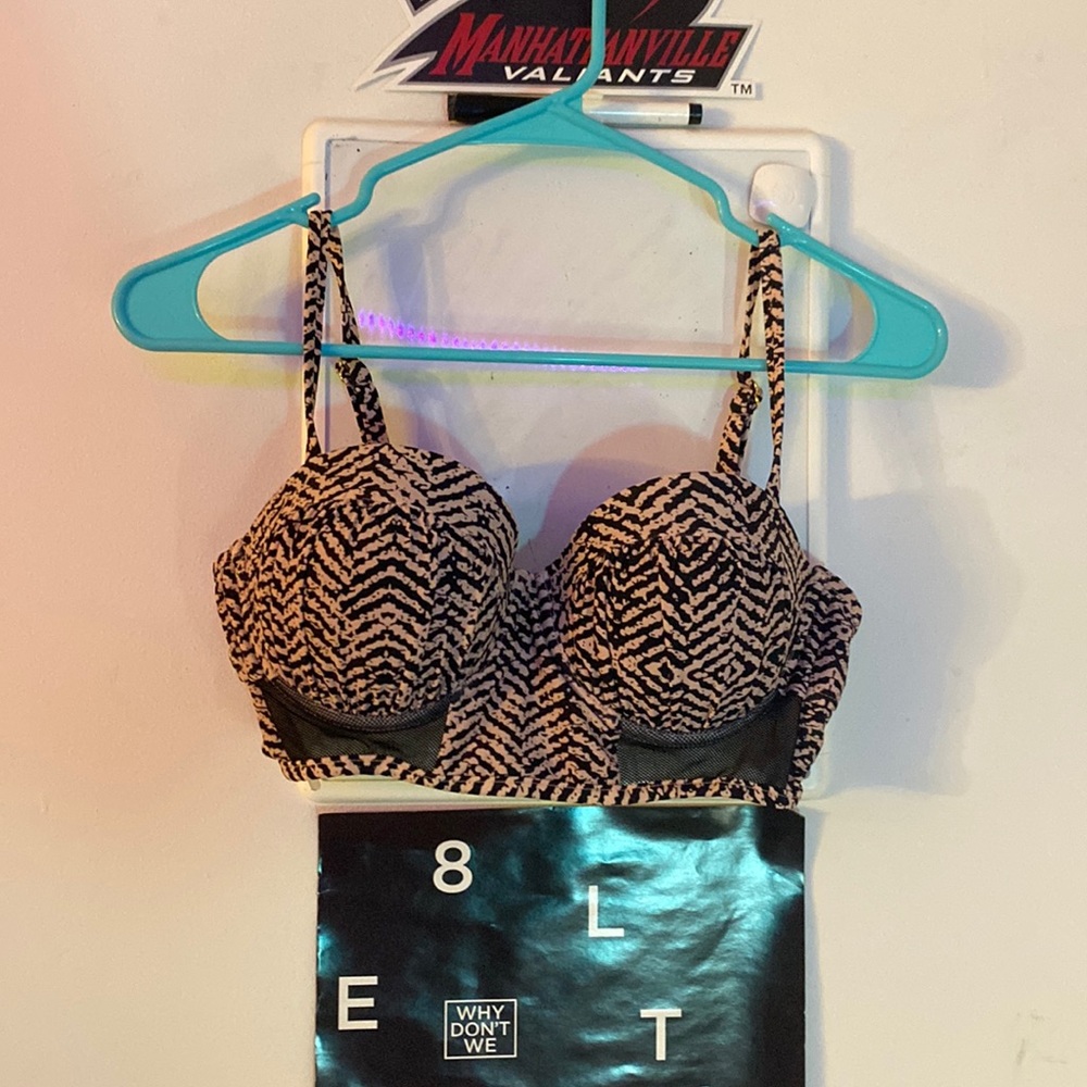 Pink and Black Printed Push-up Bikini Top